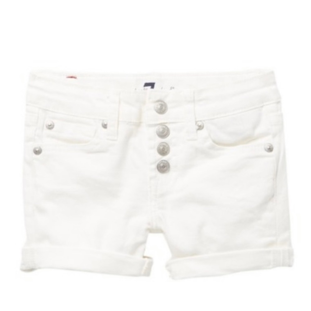 7 For All Mankind White Four Button High Rise Shorts Size 12